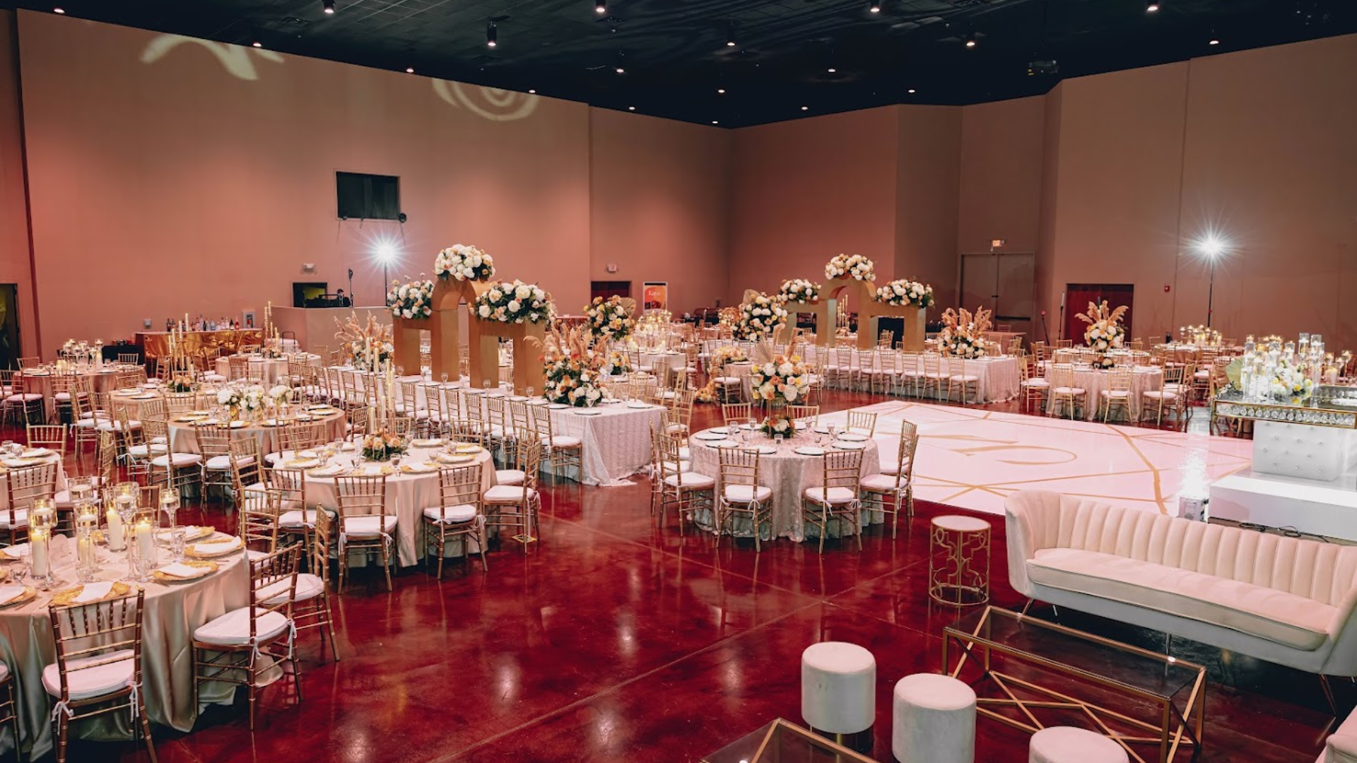 The Venue at Friendship Springs Wedding Venue Reception with Dance Floor Setup Grand Decor