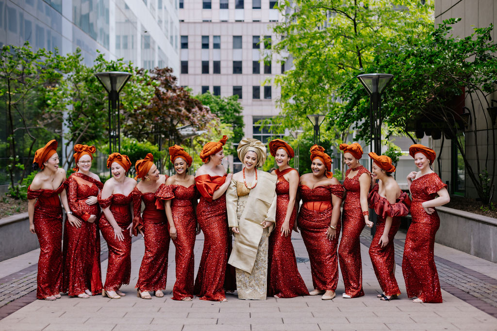 Bride with Bridesmaids Traditional Nigerian Attire