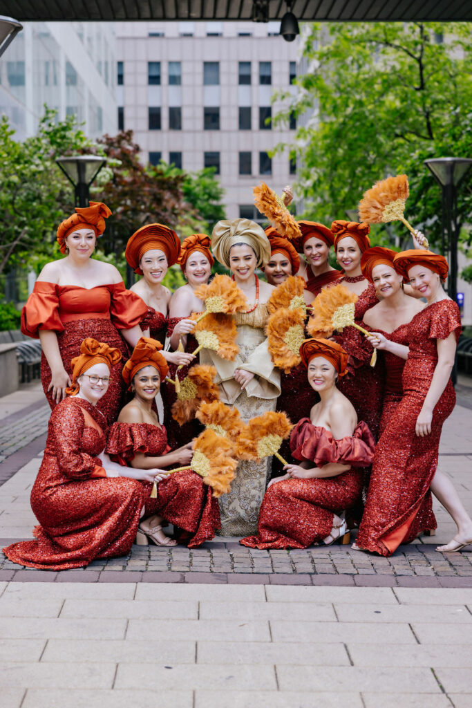 Bride with Bridesmaids Traditional Nigerian Wedding Glam