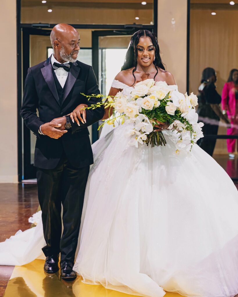 Bride walks down aisle with Father The Venue at Friendship Springs Wedding Ceremony