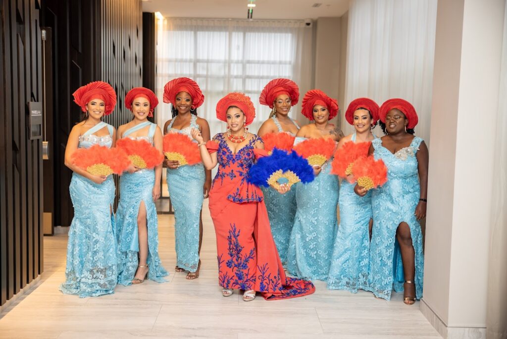 Bride with Bridesmaids Aso Ebi