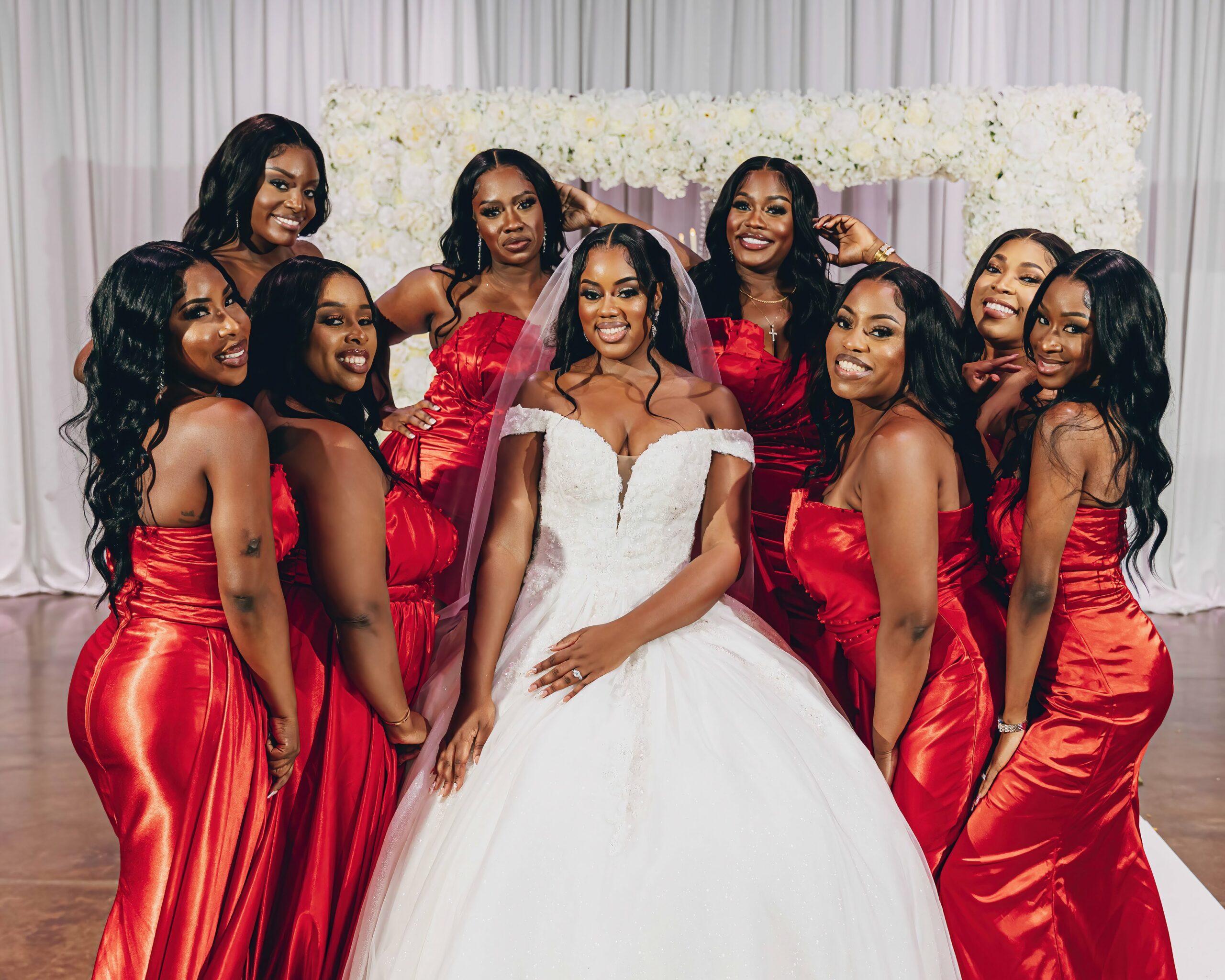 Bride with Bridesmaids Wedding Ceremony