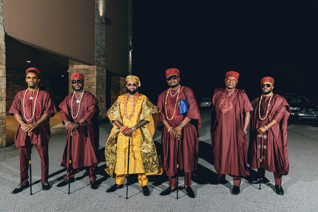 Groom and groomsmen in traditional nigerian wedding attire instagram shot