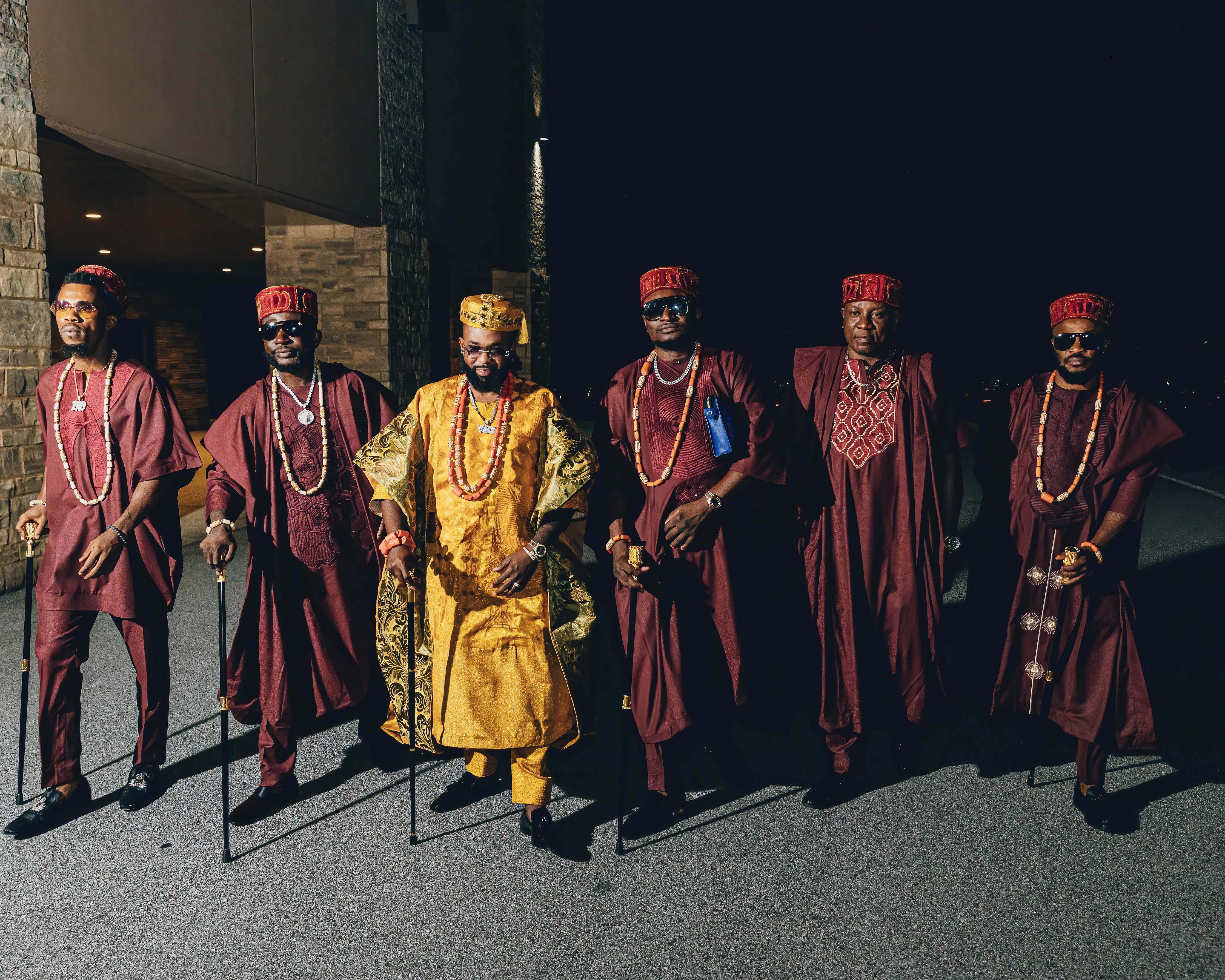 Groom and groomsmen in traditional nigerian wedding attire