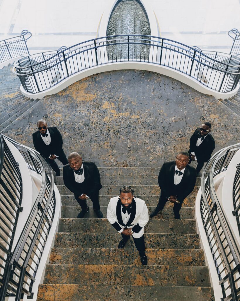 Groom with Groomsmen Glam overhead