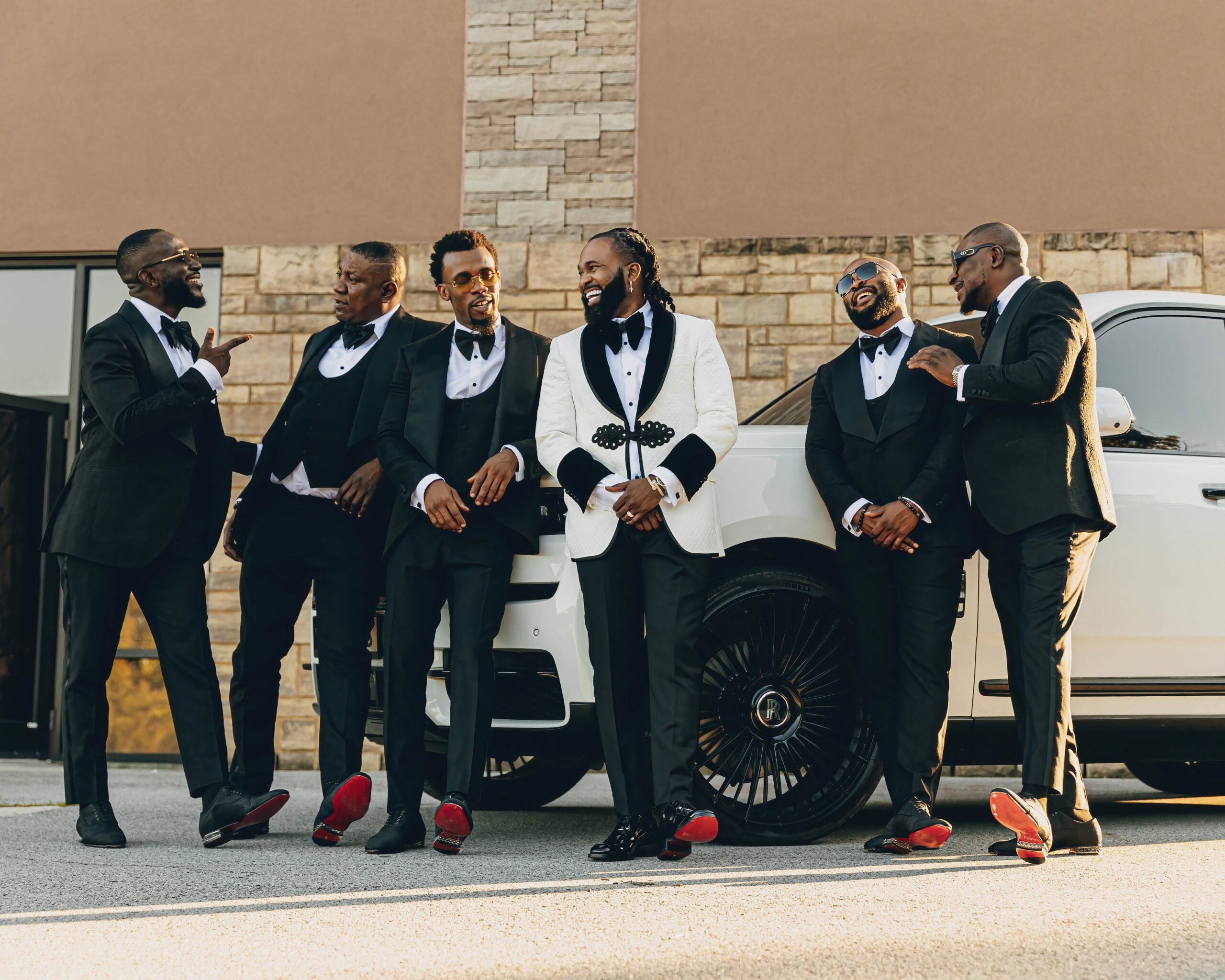 Groom with groomsmen Pre-wedding entourage