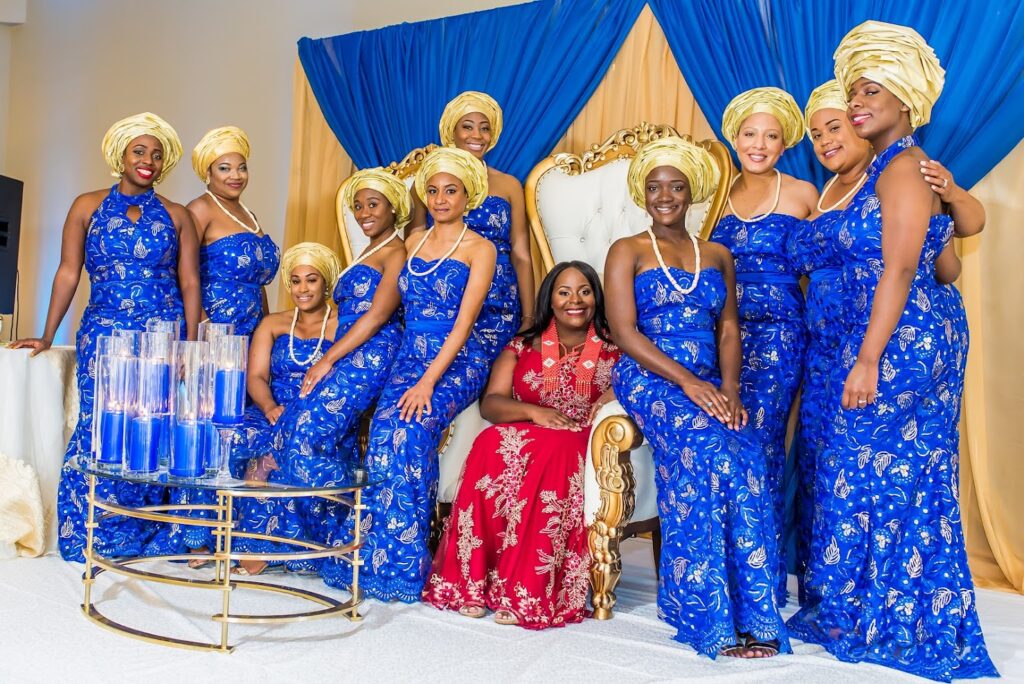 Simple Bridal Party Aso Ebi Bridesmaids