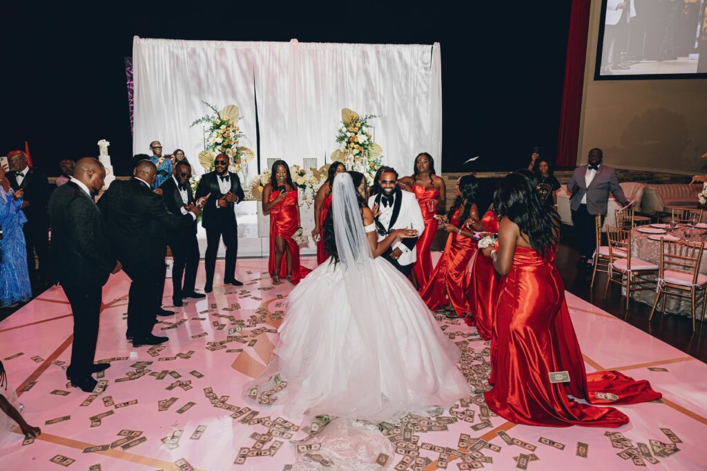 beautiful money spraying nigerian wedding