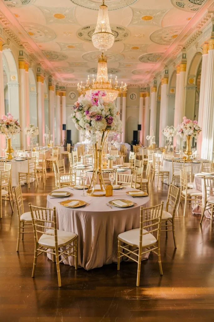 biltmore ballrooms wedding gold and blush decor